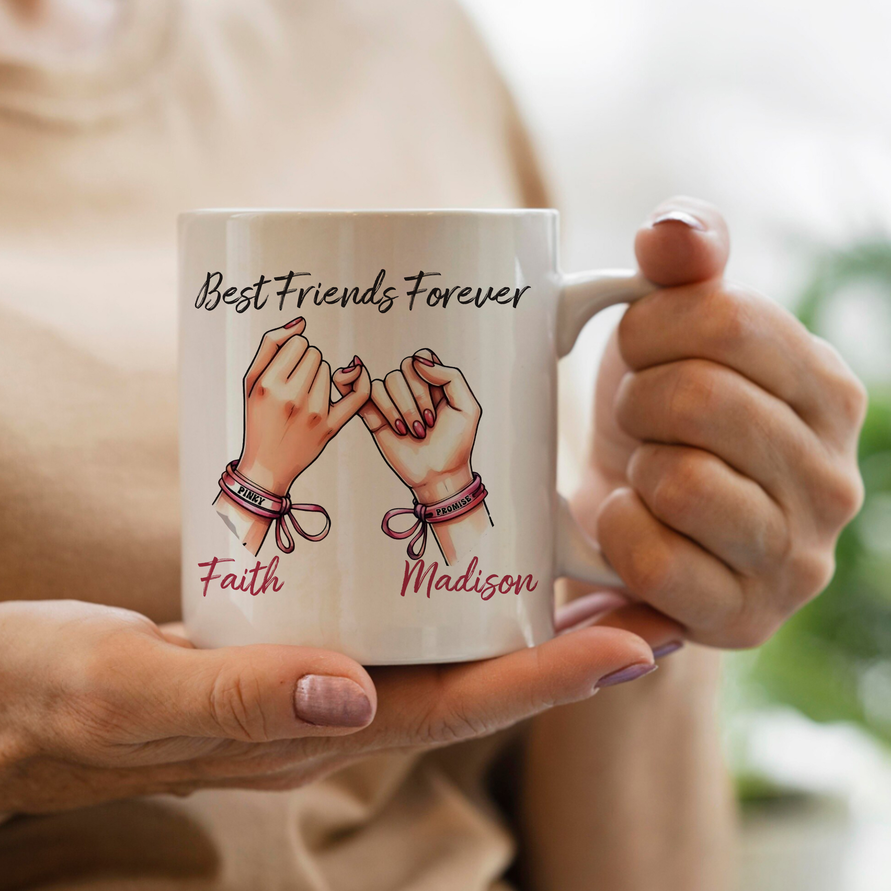 Custom Best Friends Forever Pinky Promise Mug - Unique Gift